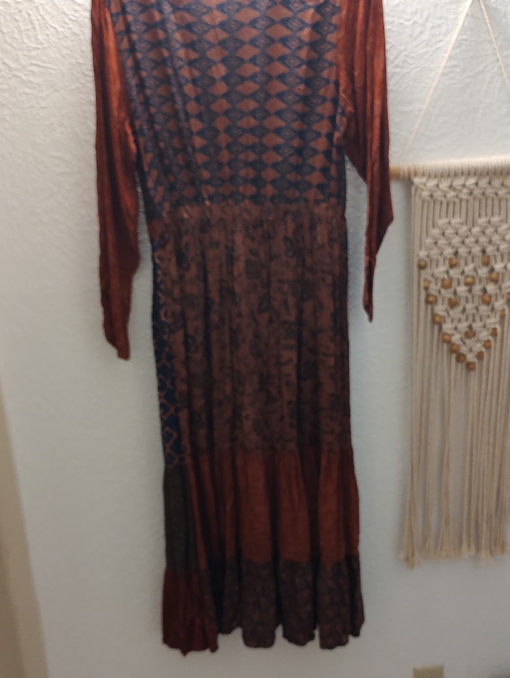 Sacred Threads Rust and Navy Geometric Maxi Dress - Picture 4 of 5